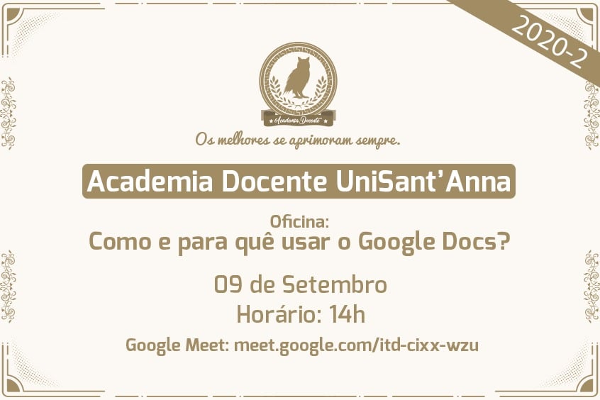 Read more about the article Academia Docente UniSant’Anna promove 5ª Oficina sobre como e para quê usar o Google Docs